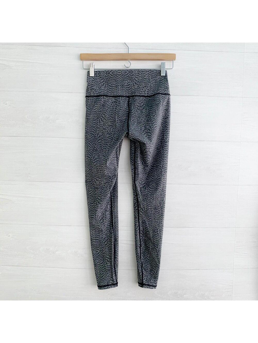 Varley Gray Abstract Print High Rise Leggings S 25" Nylon Elastane